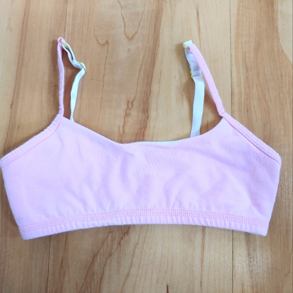 Yellowberry Pipit Bra Adjustable Straps Pink White Yellow Girls Size XS